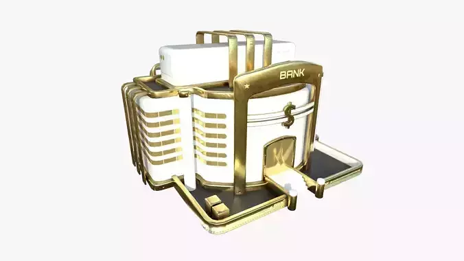SciFi Bank A11 Gold - Sci Fi Exterior Design Low-poly 3D model