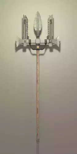Trident Low-Poly metal pole with two sticks Low-poly 3D model
