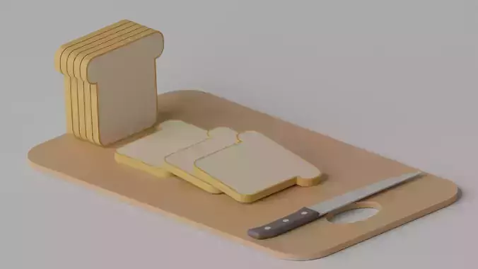 Cartoon Sliced Bread Chopping Board Kitchen Knife