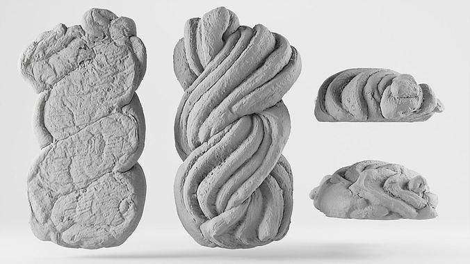 Poppy Seed Braid Loaf Low-poly 3D model 7