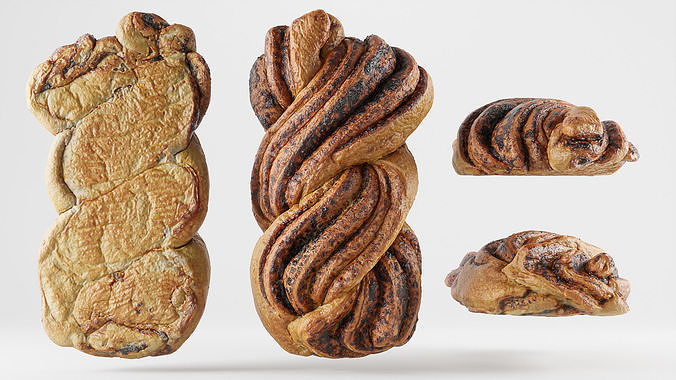 Poppy Seed Braid Loaf Low-poly 3D model 6