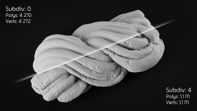Poppy Seed Braid Loaf Low-poly 3D model 2