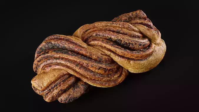 Poppy Seed Braid Loaf Low-poly 3D model
