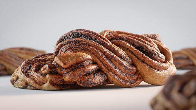 Poppy Seed Braid Loaf Low-poly 3D model 4
