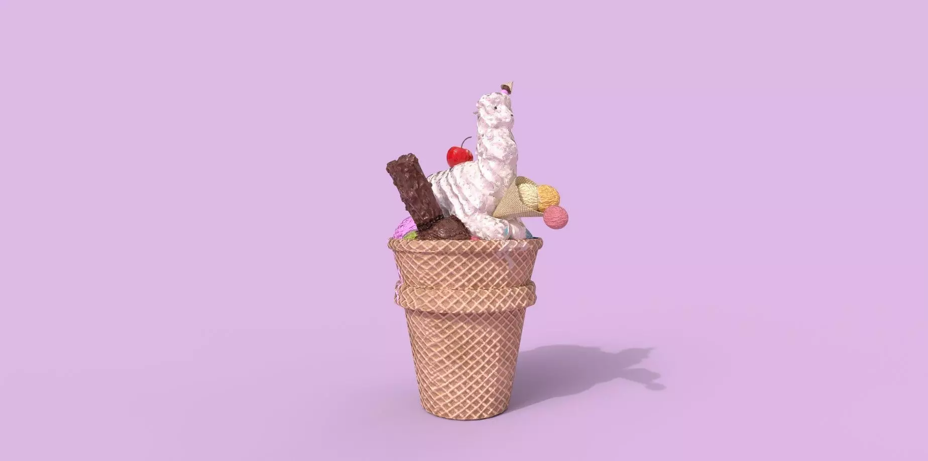 Melting Llama Ice Cream Free low-poly 3D model