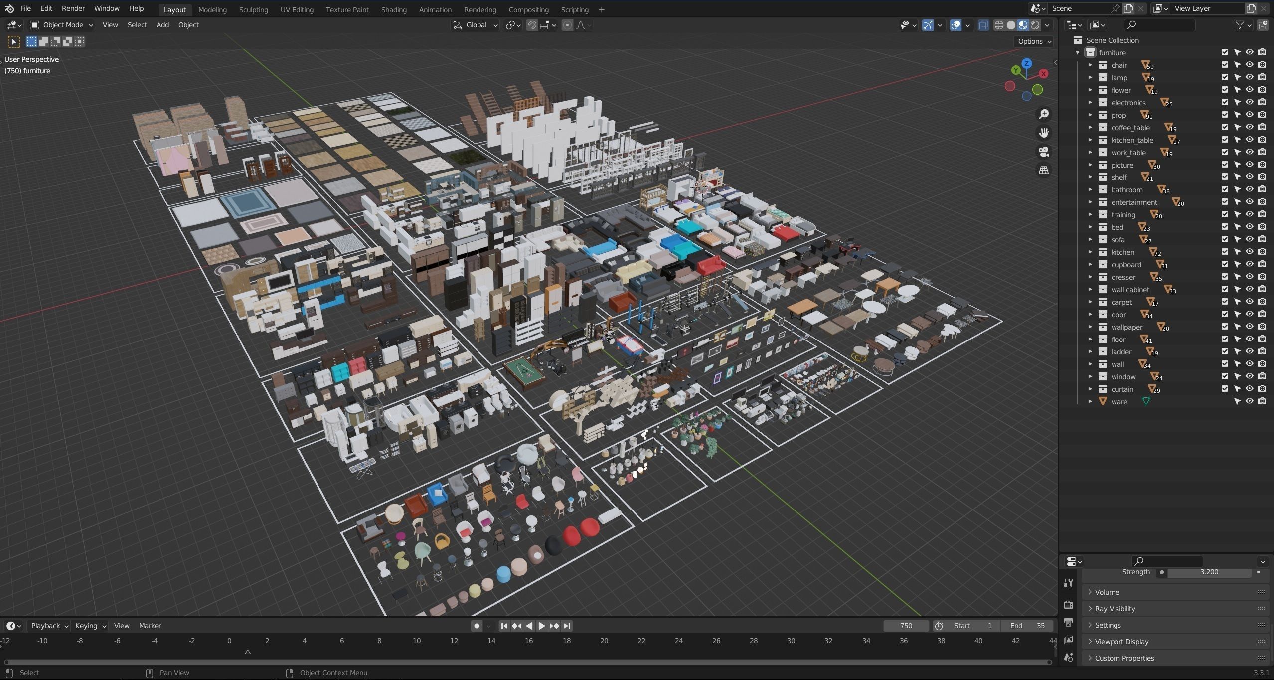 Furniture Realistic Low-poly 3D model_47