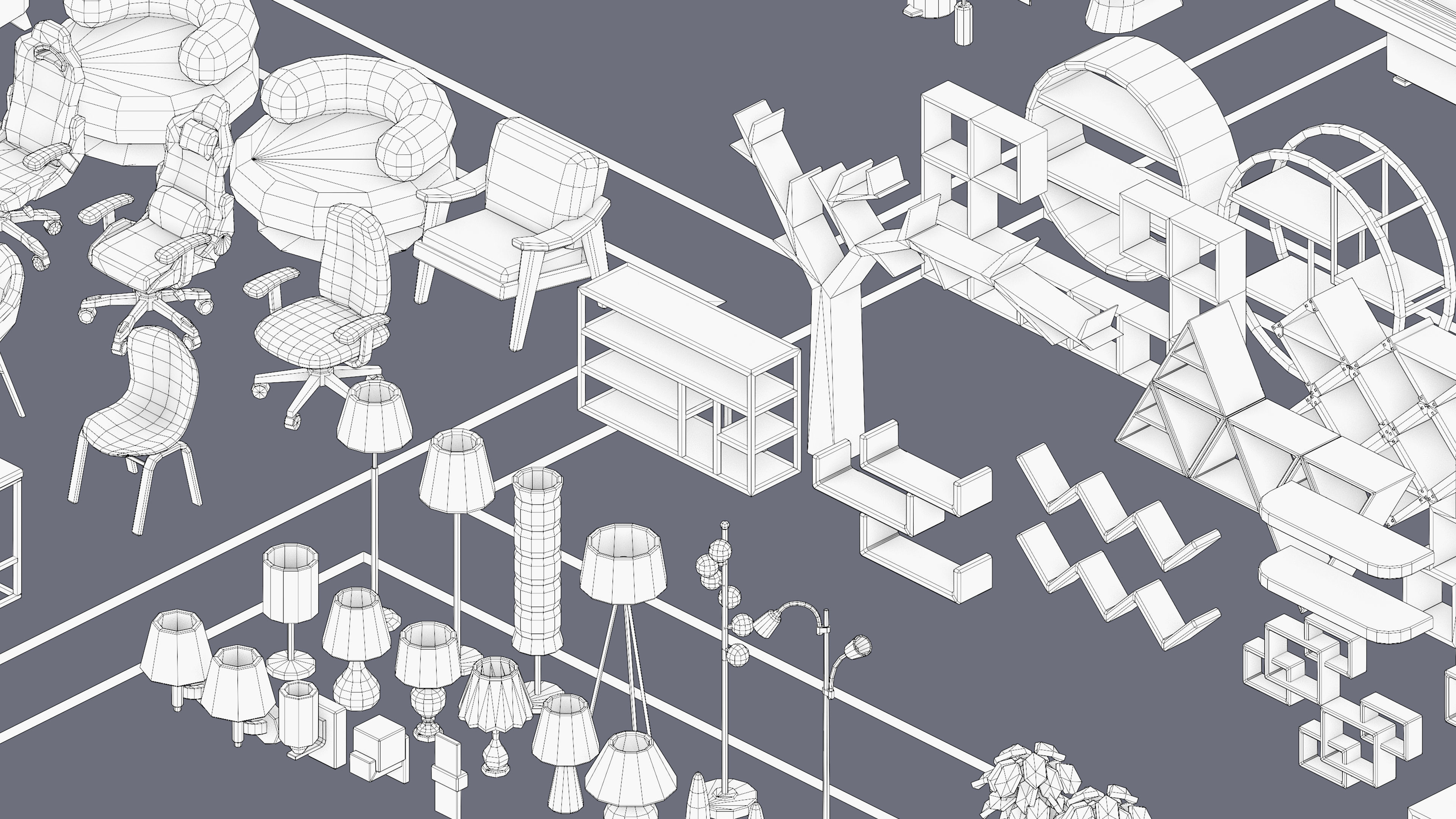 Furniture Realistic Low-poly 3D model_46