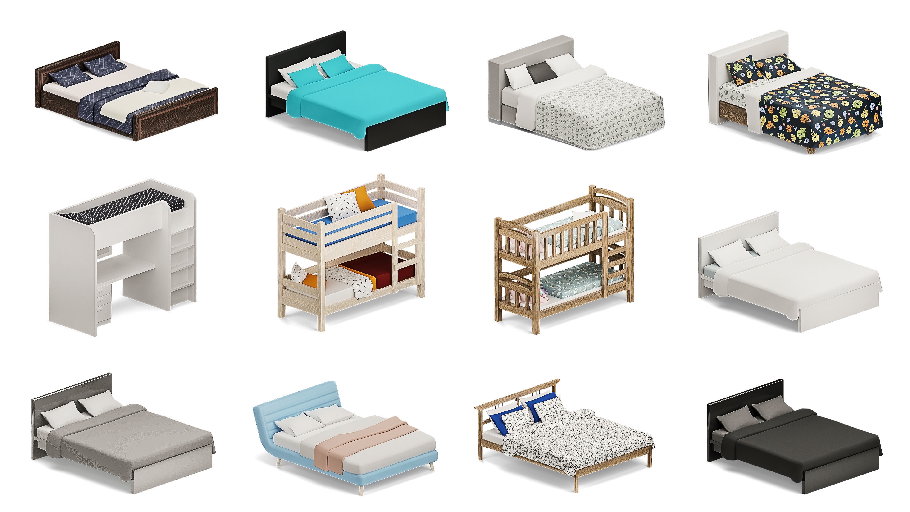 Furniture Realistic Low-poly 3D model_16