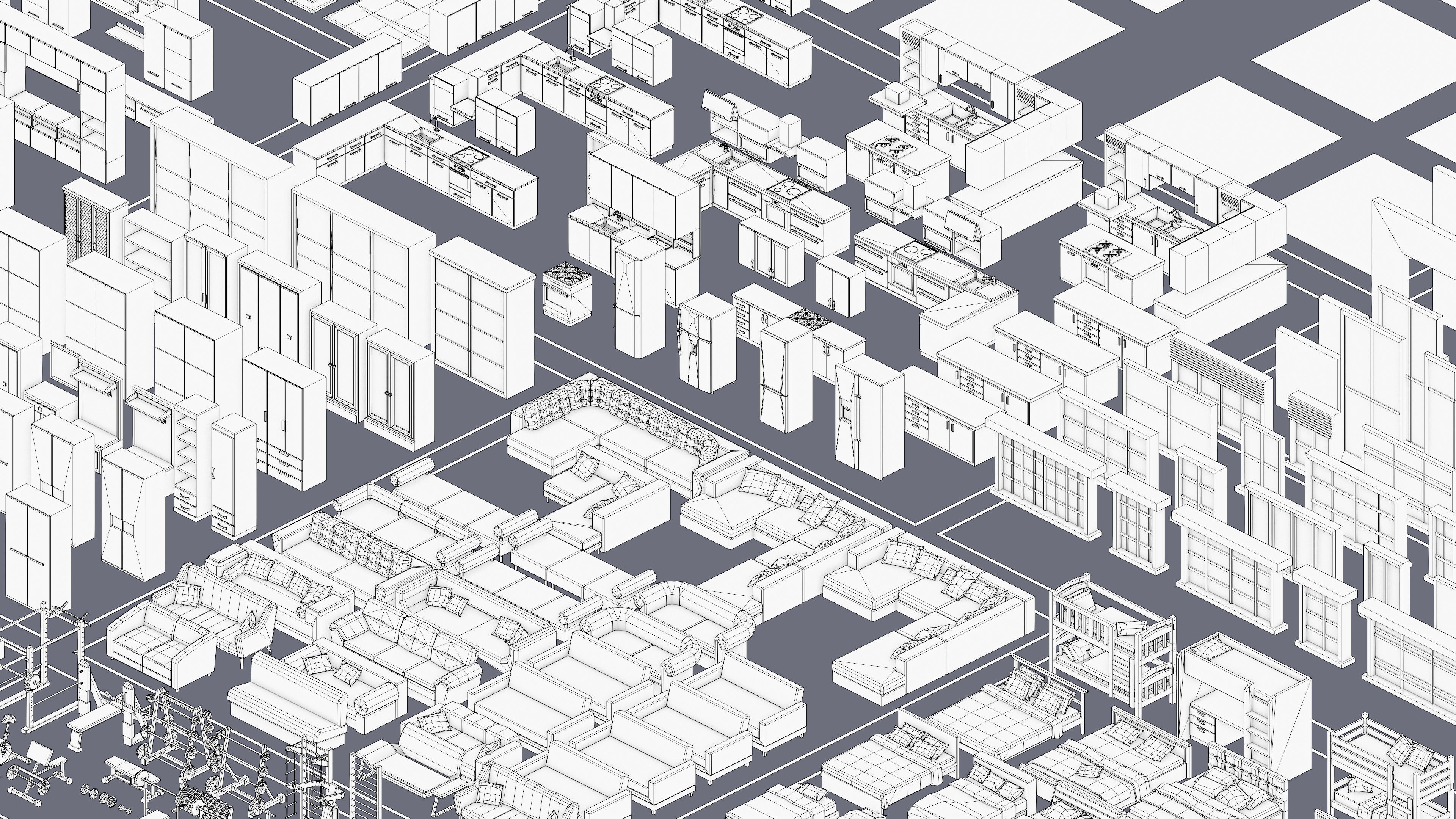 Furniture Realistic Low-poly 3D model_45