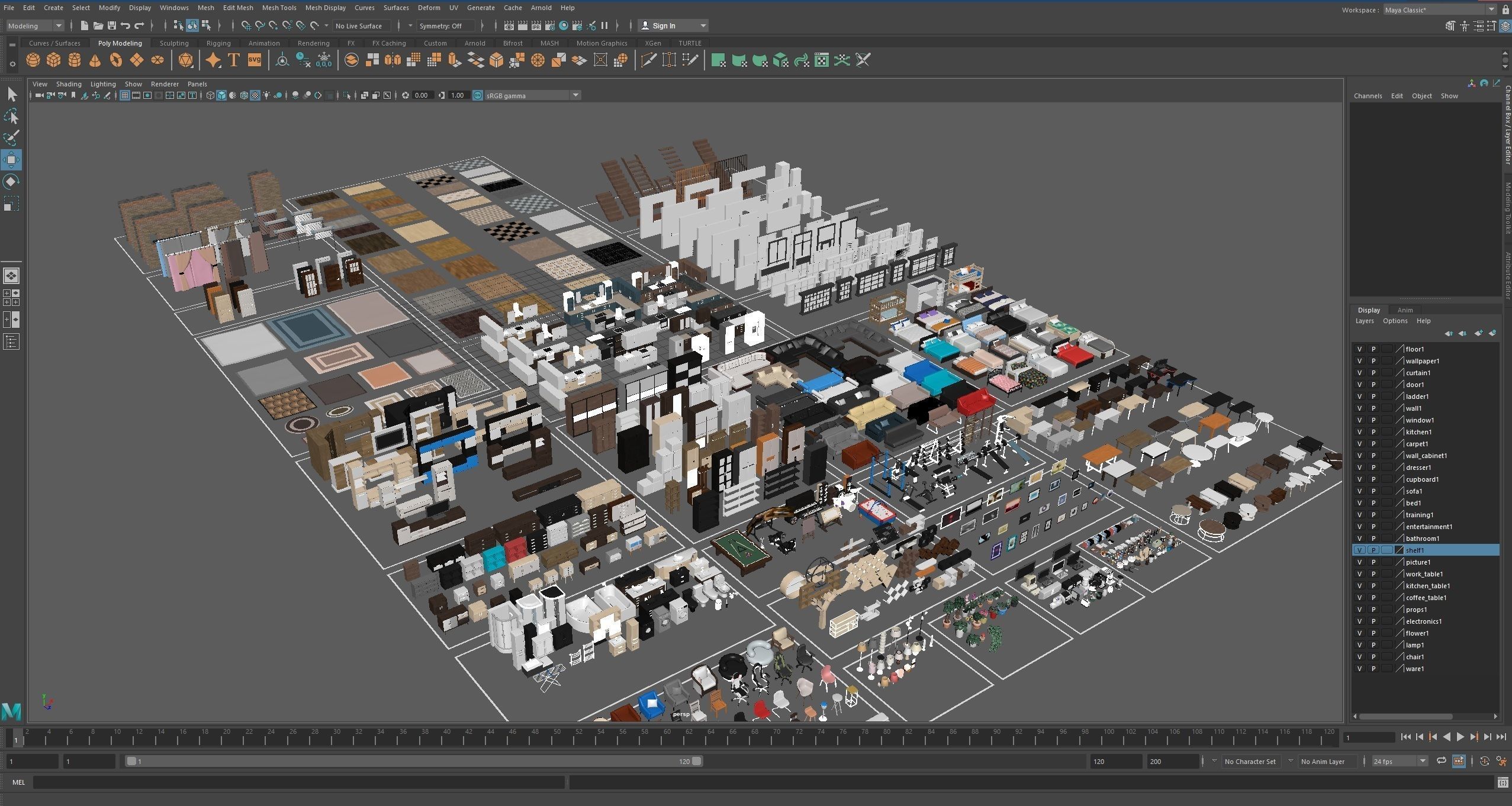 Furniture Realistic Low-poly 3D model_50
