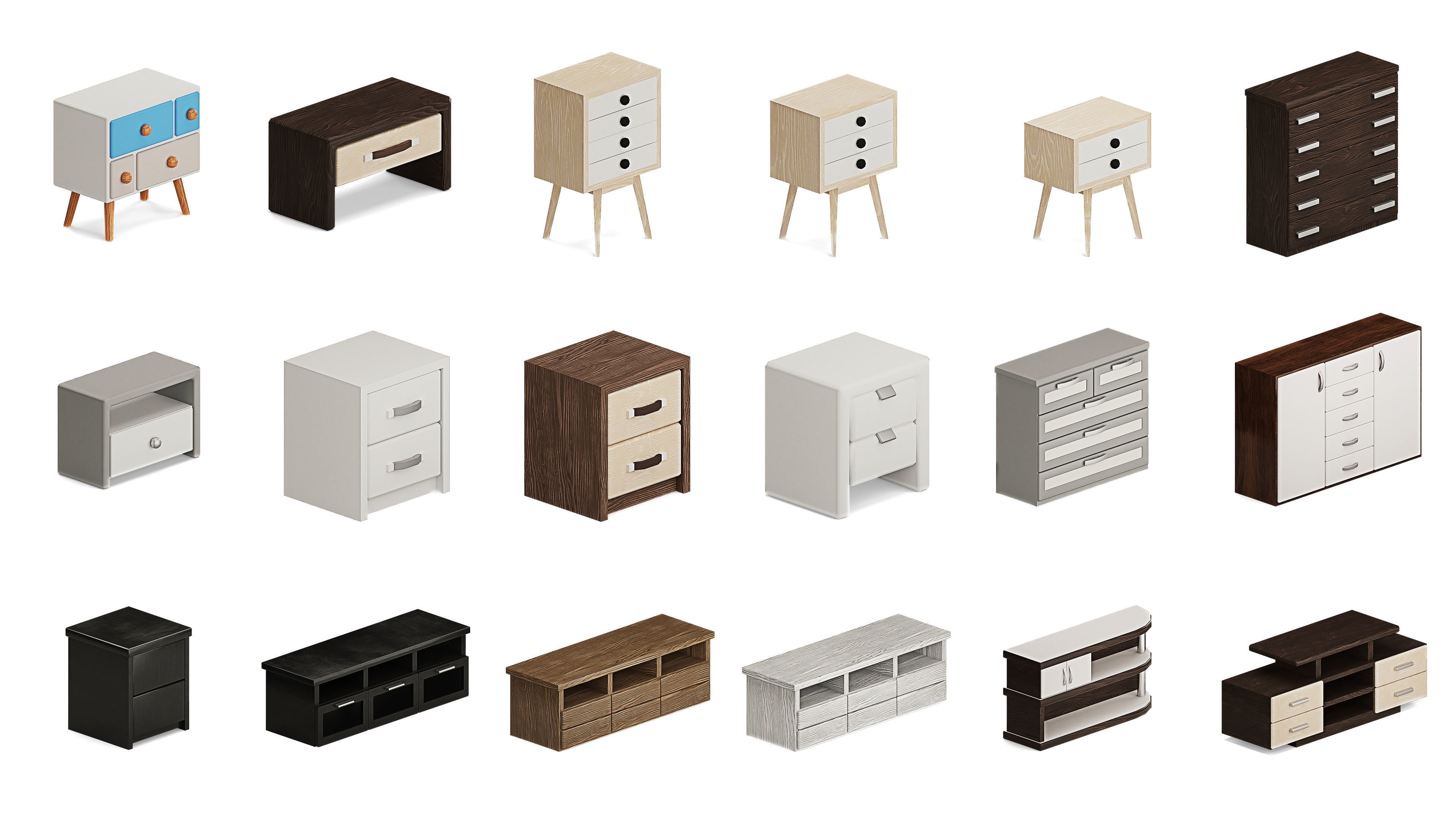 Furniture Realistic Low-poly 3D model_23