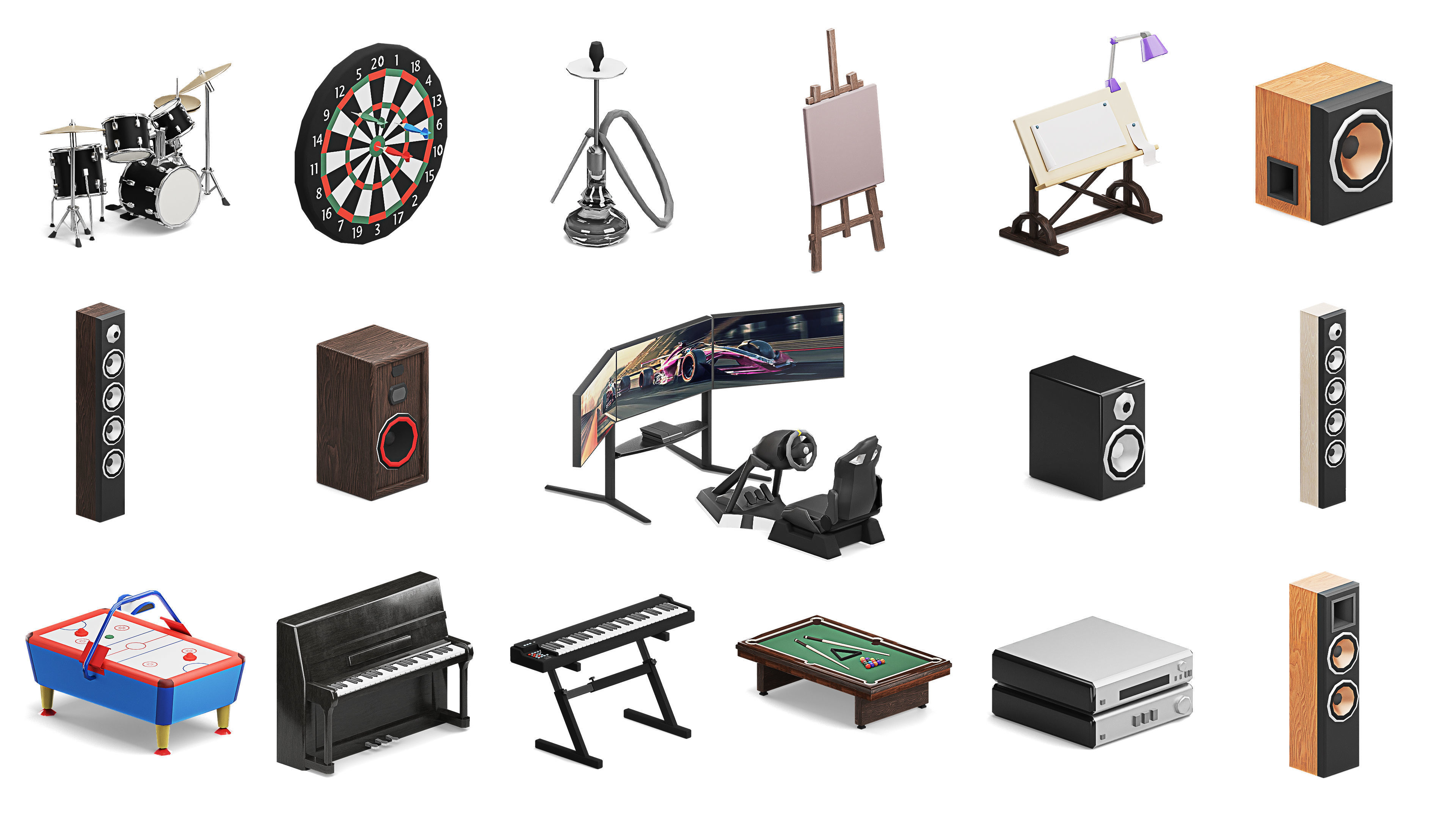 Furniture Realistic Low-poly 3D model_25