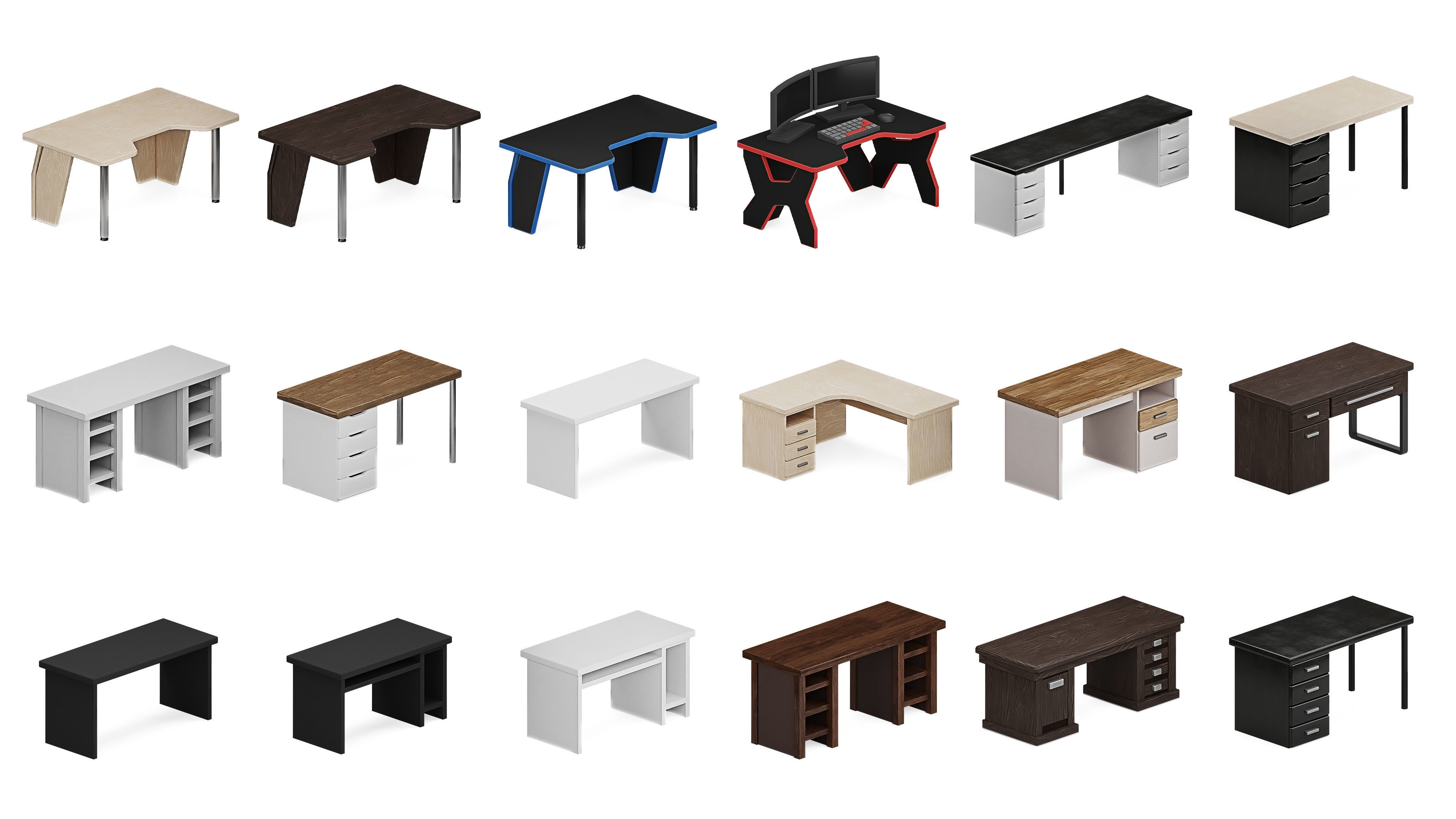 Furniture Realistic Low-poly 3D model_9