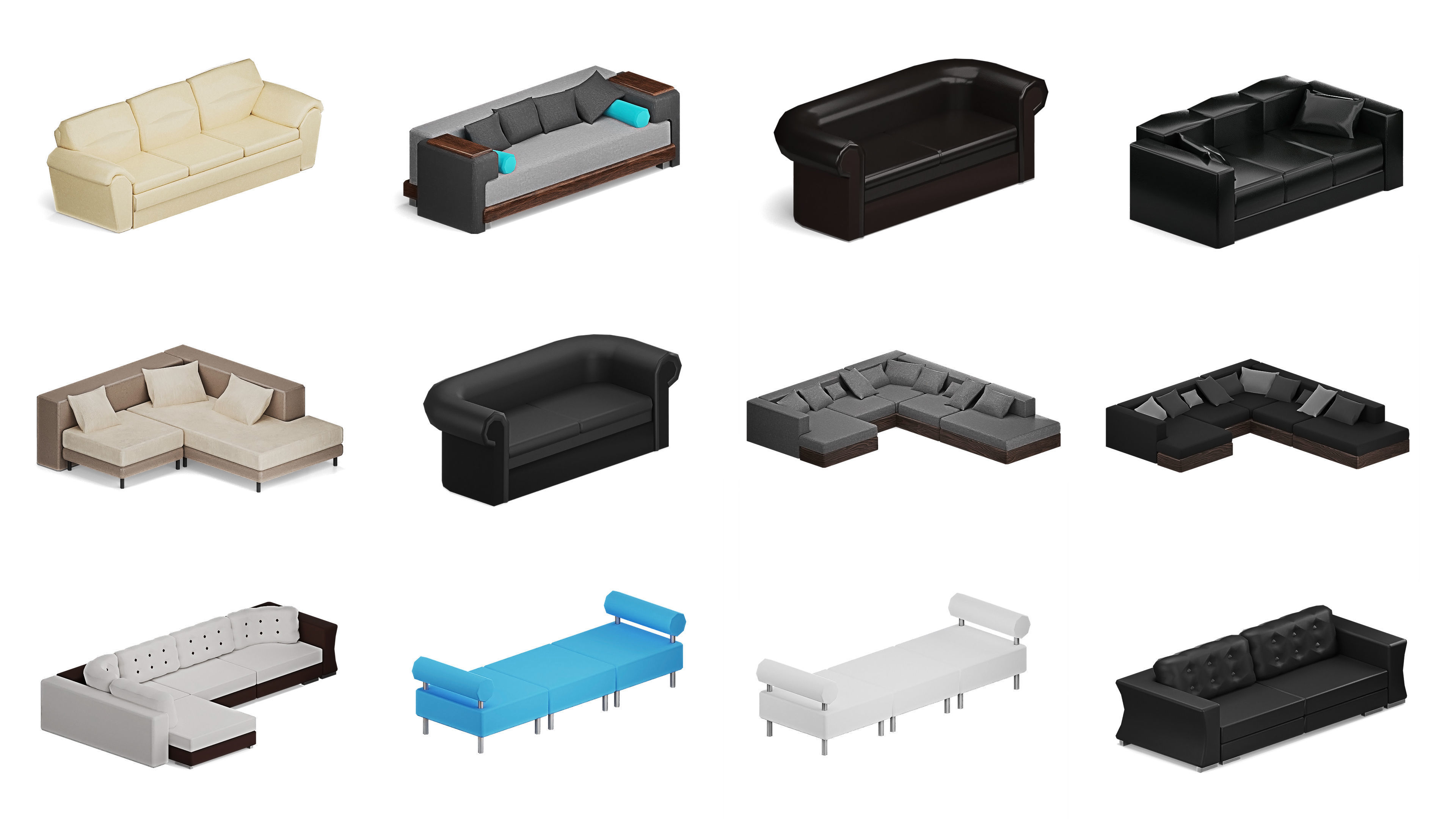 Furniture Realistic Low-poly 3D model_18