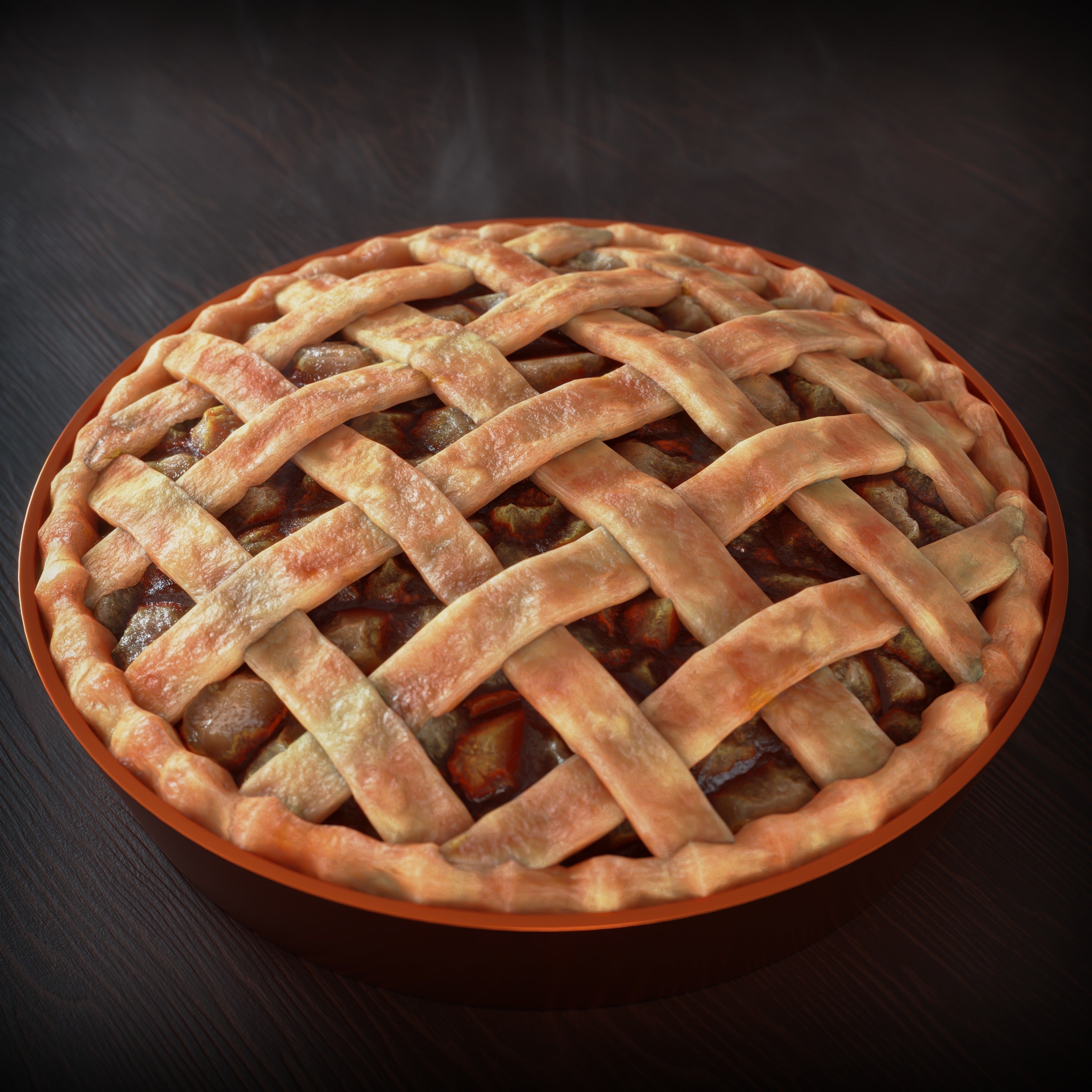 Apple Pie-With Procedural Materials-Blender 3D model_3