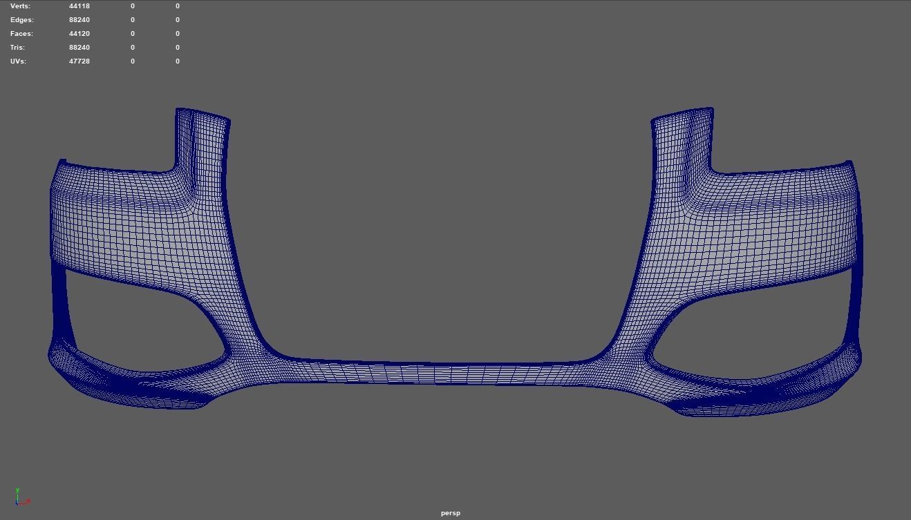 Front Bumper Audi A3 Low-poly 3D model_9