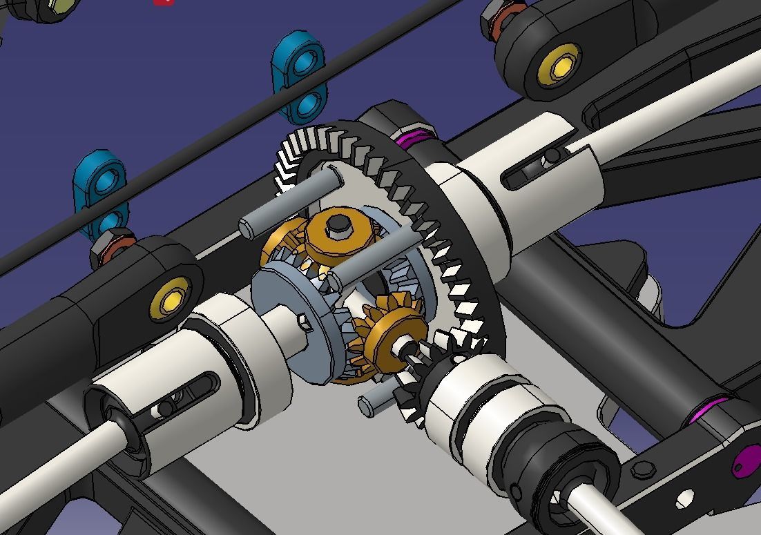 RC methanol fuel car chassis 3D model_3