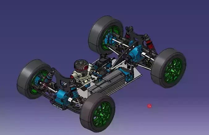 RC methanol fuel car chassis 3D model