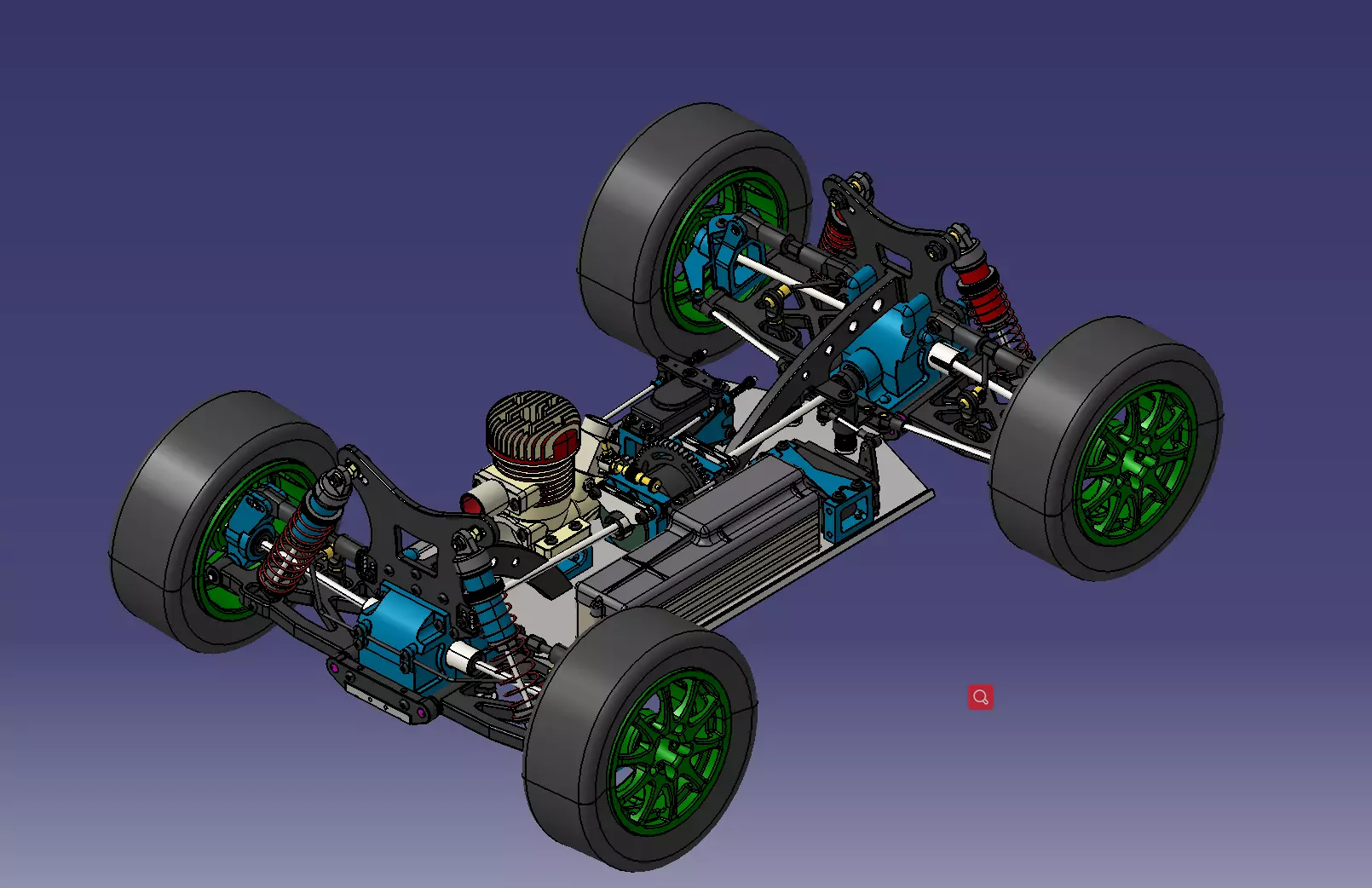 RC methanol fuel car chassis 3D model_0