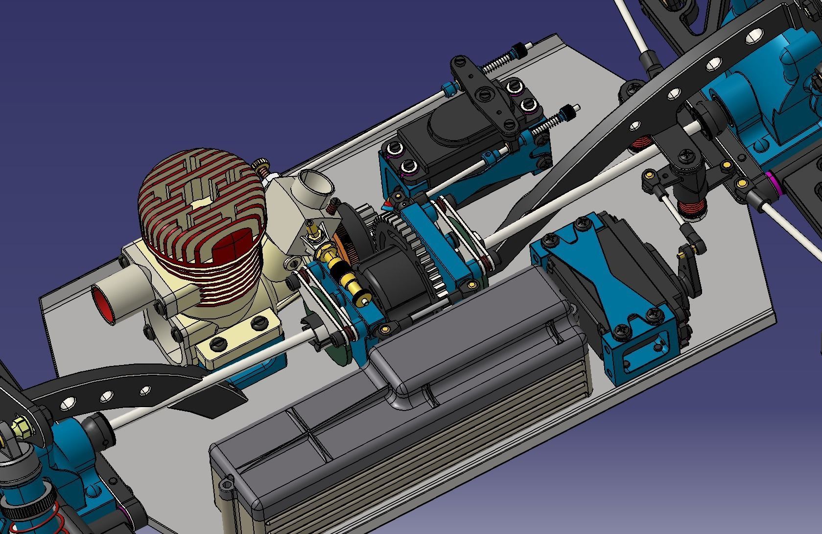 RC methanol fuel car chassis 3D model_2