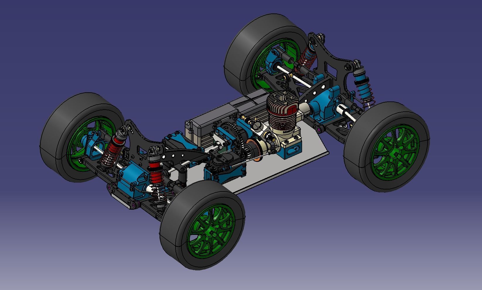 RC methanol fuel car chassis 3D model_1
