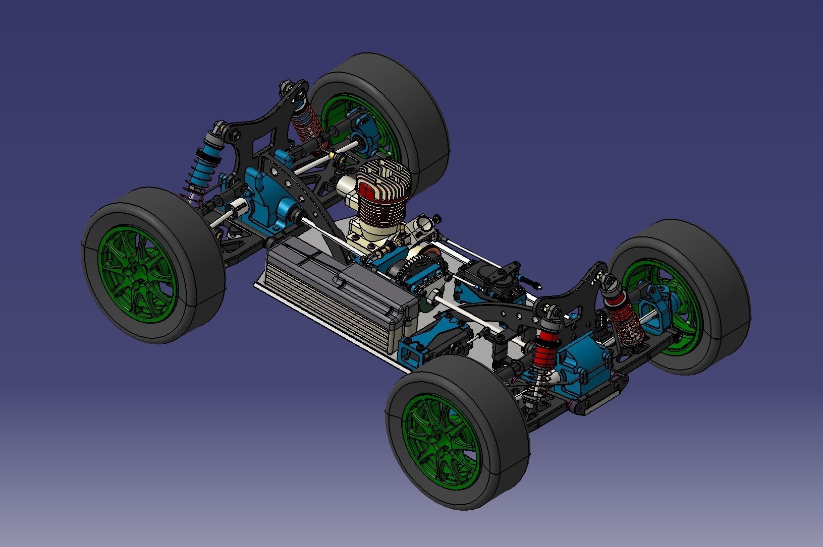 RC methanol fuel car chassis 3D model_4