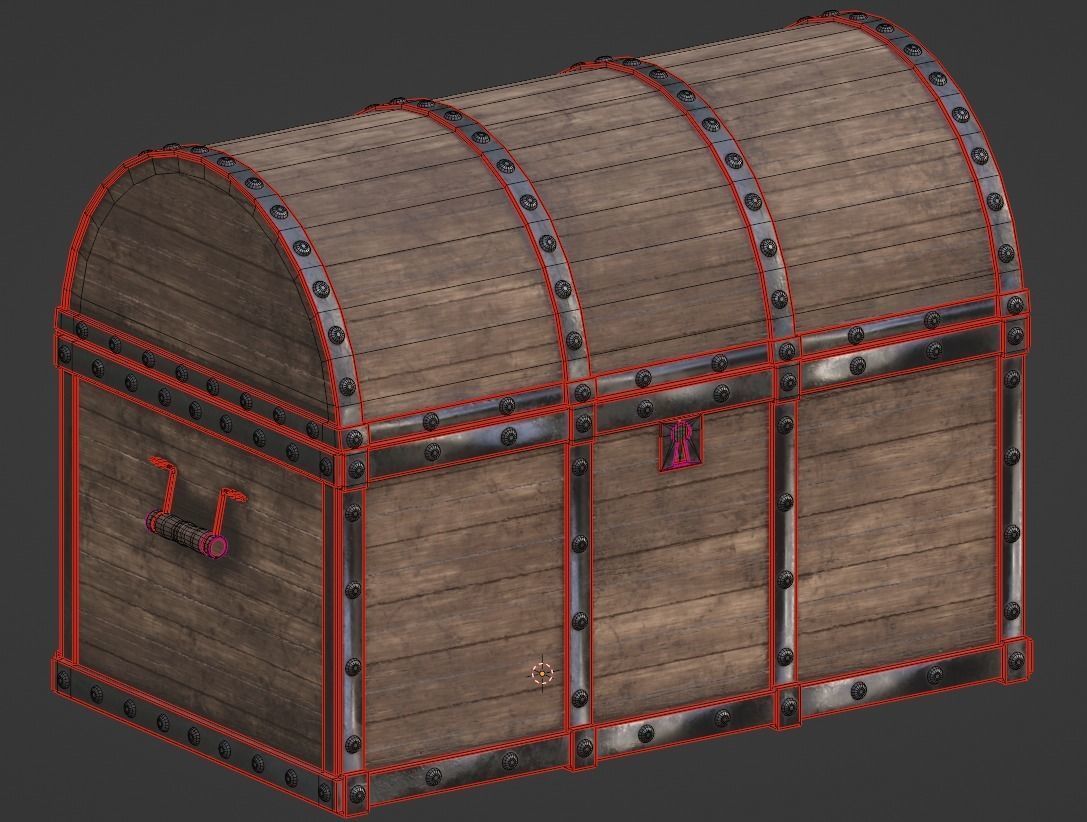 Old Medieval Wooden Chest  Low-poly 3D model_5