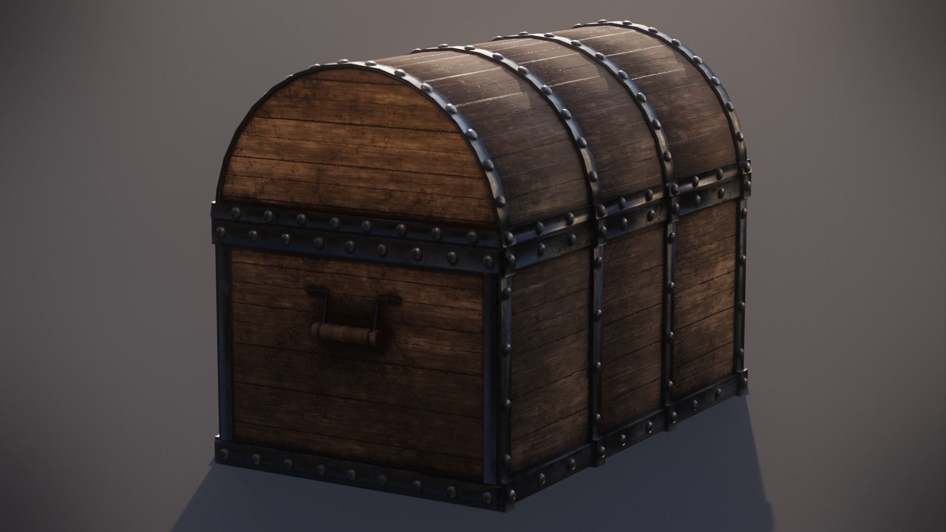 Old Medieval Wooden Chest  Low-poly 3D model_1
