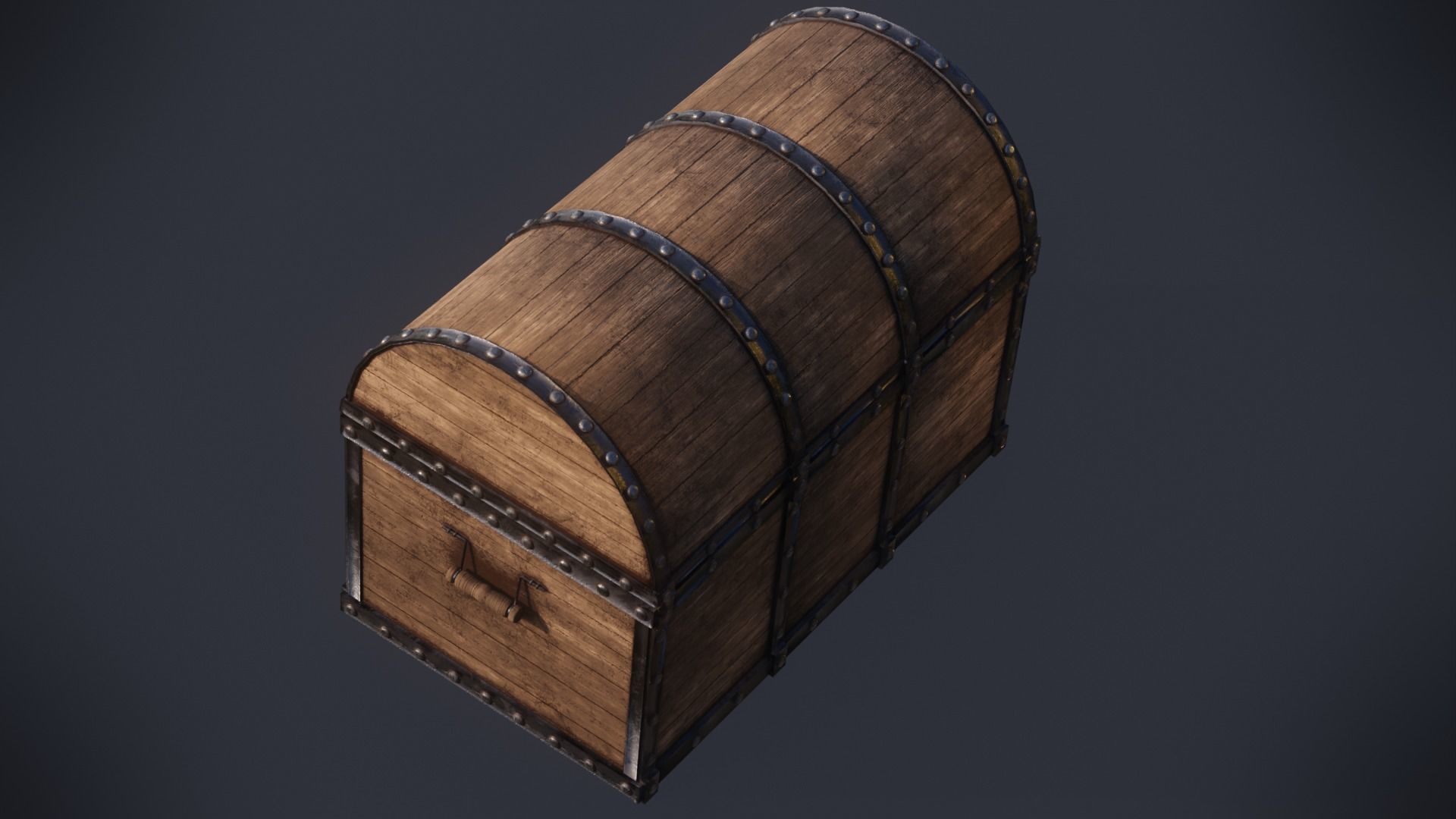 Old Medieval Wooden Chest  Low-poly 3D model_4