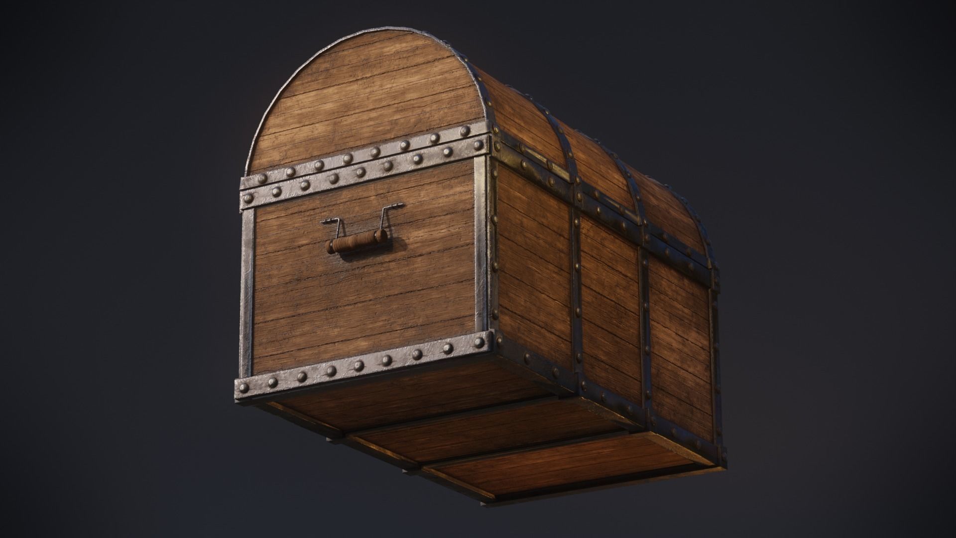 Old Medieval Wooden Chest  Low-poly 3D model_2