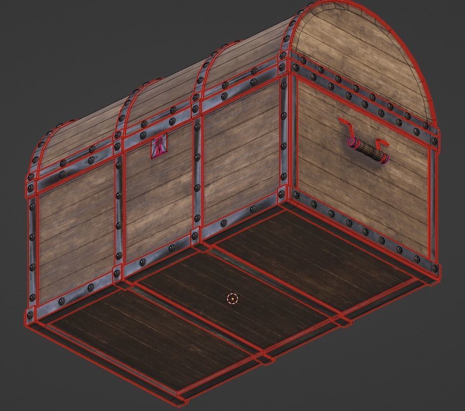 Old Medieval Wooden Chest  Low-poly 3D model_6