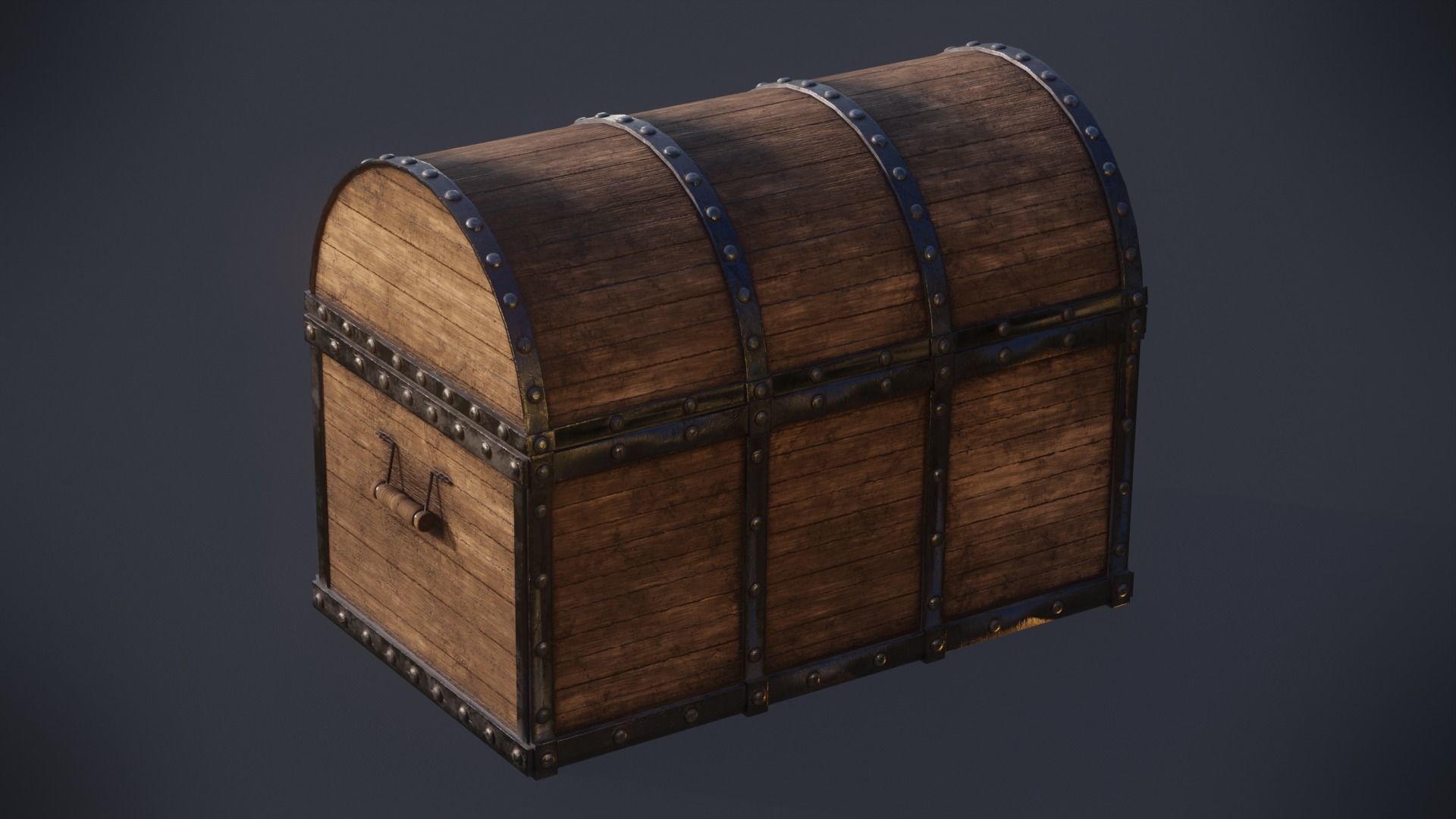 Old Medieval Wooden Chest  Low-poly 3D model_3