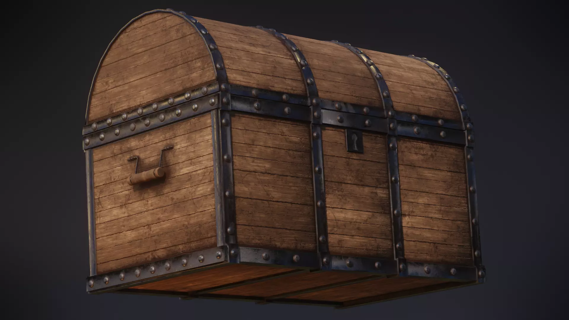 Old Medieval Wooden Chest  Low-poly 3D model_0