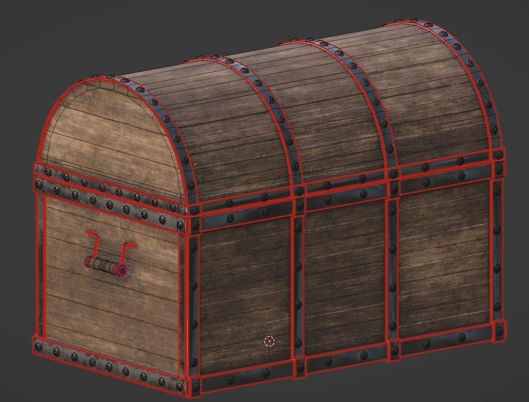 Old Medieval Wooden Chest  Low-poly 3D model_7