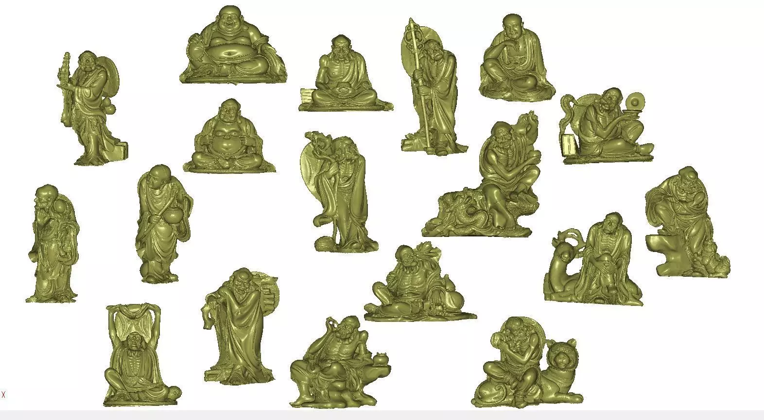 3d model of eighteen arhats 3D print model