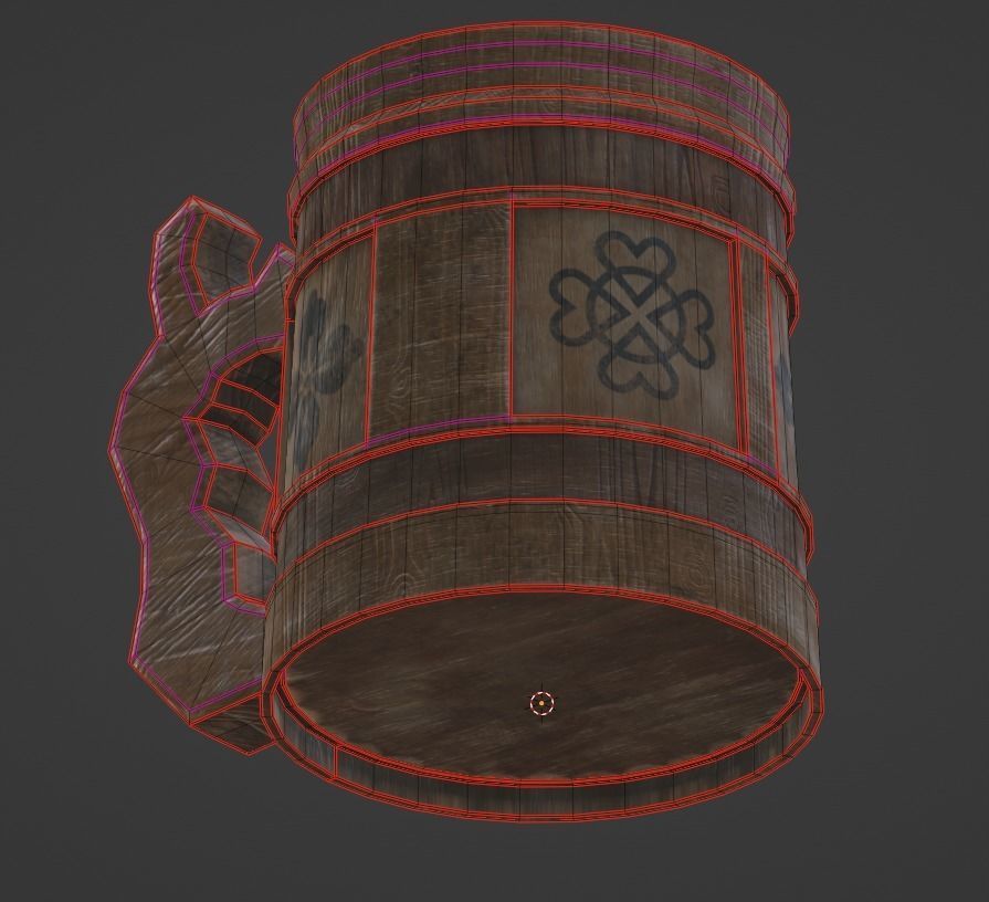 Stylized Tavern Wooden Beer Mug Low-poly 3D model_6