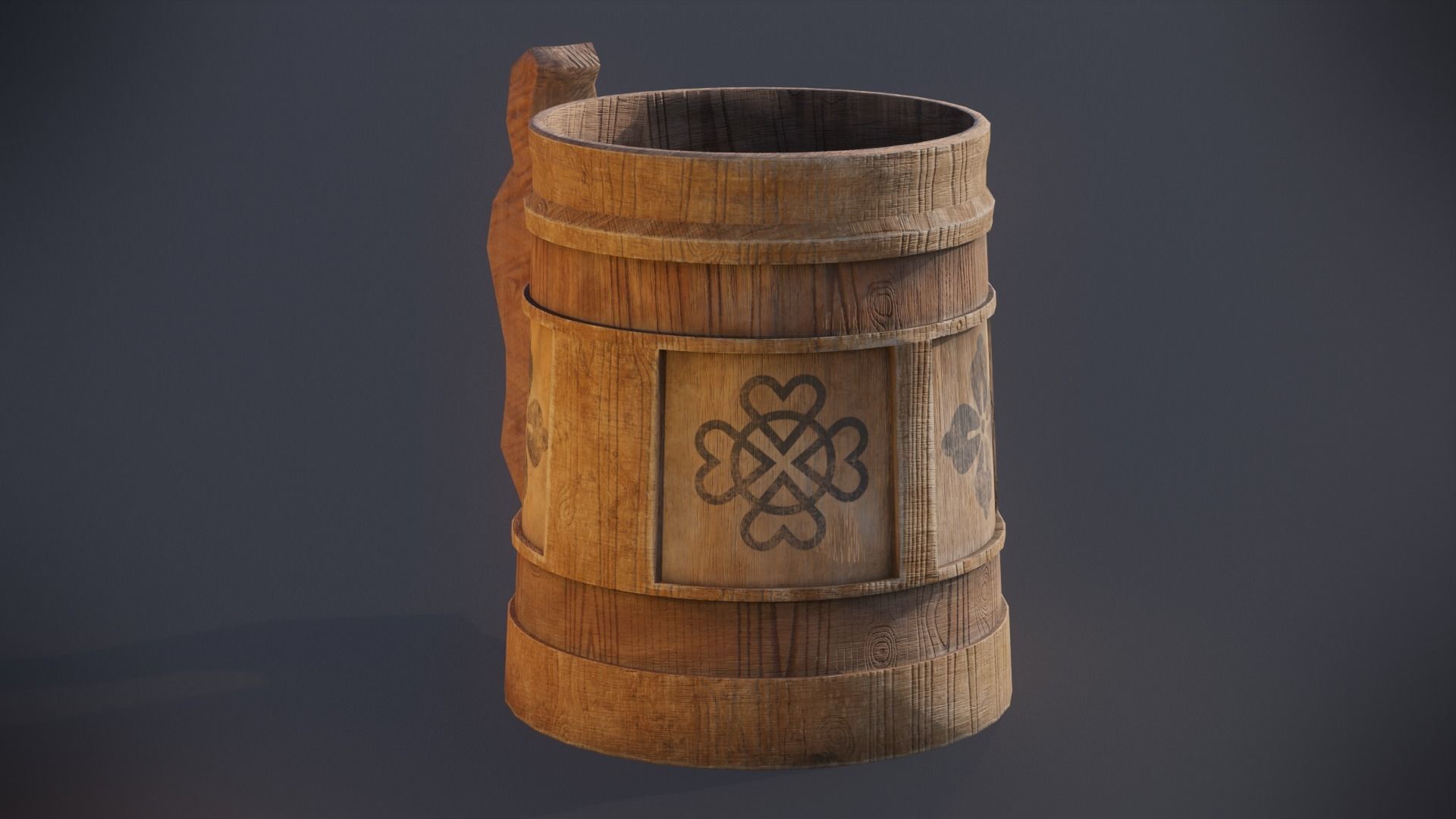 Stylized Tavern Wooden Beer Mug Low-poly 3D model_3