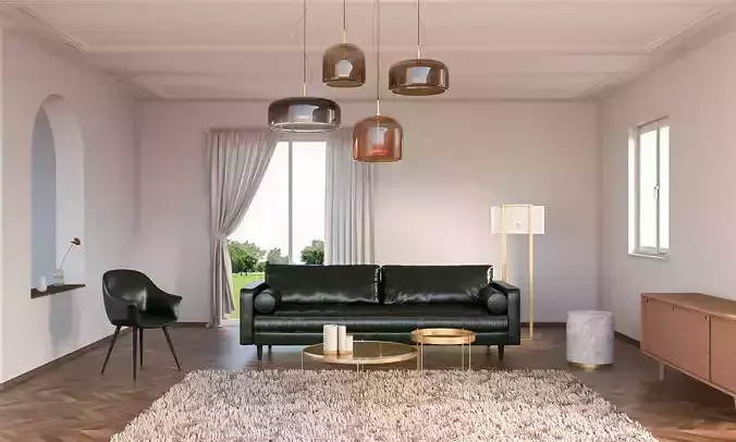 Living Room Interior Scene Design 