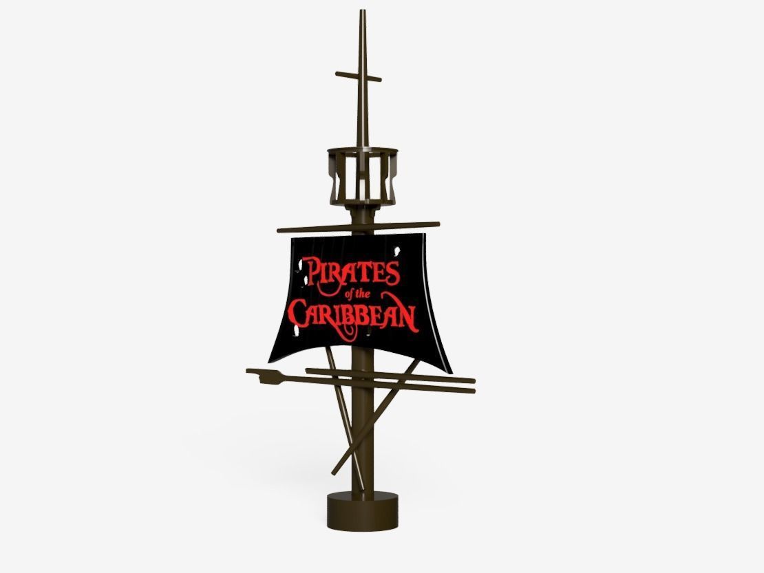 Swashbuckling Pirate of the Caribbean Flag - 3D Printable Magic 3D print model_12