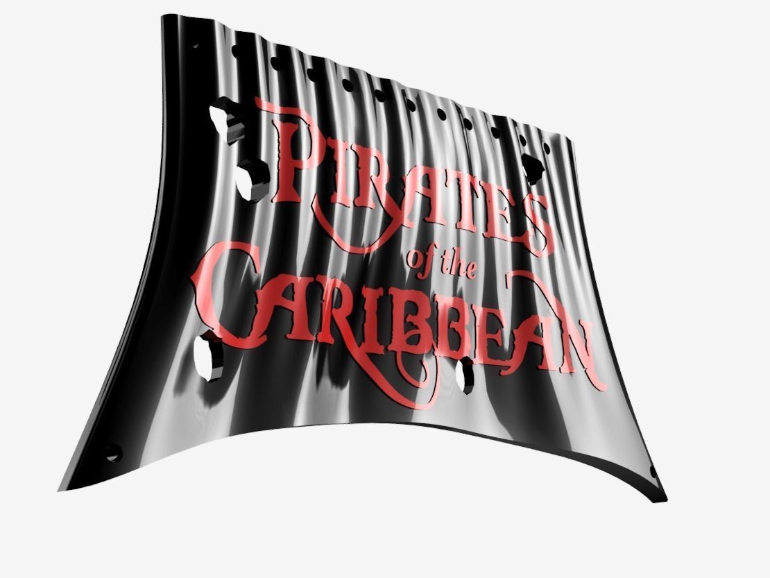 Swashbuckling Pirate of the Caribbean Flag - 3D Printable Magic 3D print model_15