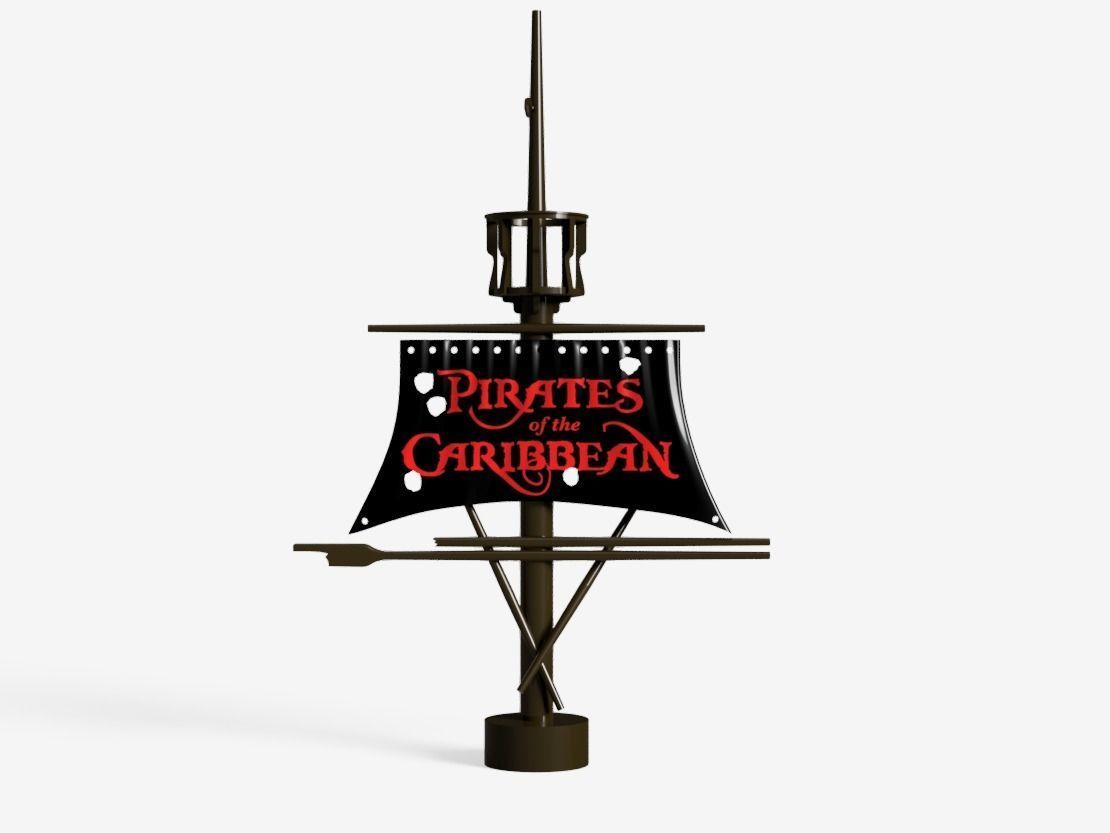 Swashbuckling Pirate of the Caribbean Flag - 3D Printable Magic 3D print model_18