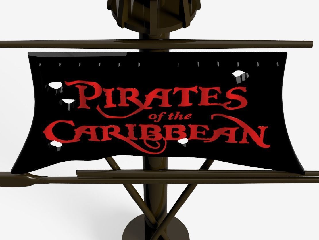 Swashbuckling Pirate of the Caribbean Flag - 3D Printable Magic 3D print model_13
