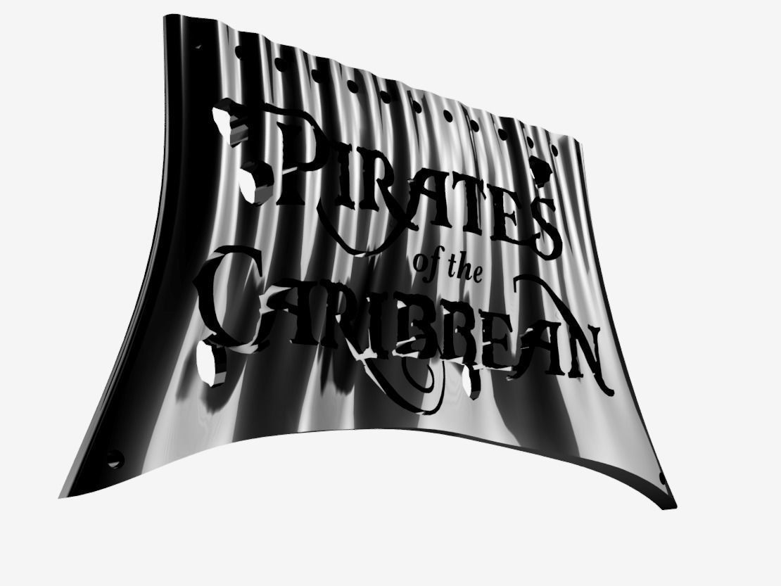 Swashbuckling Pirate of the Caribbean Flag - 3D Printable Magic 3D print model_14