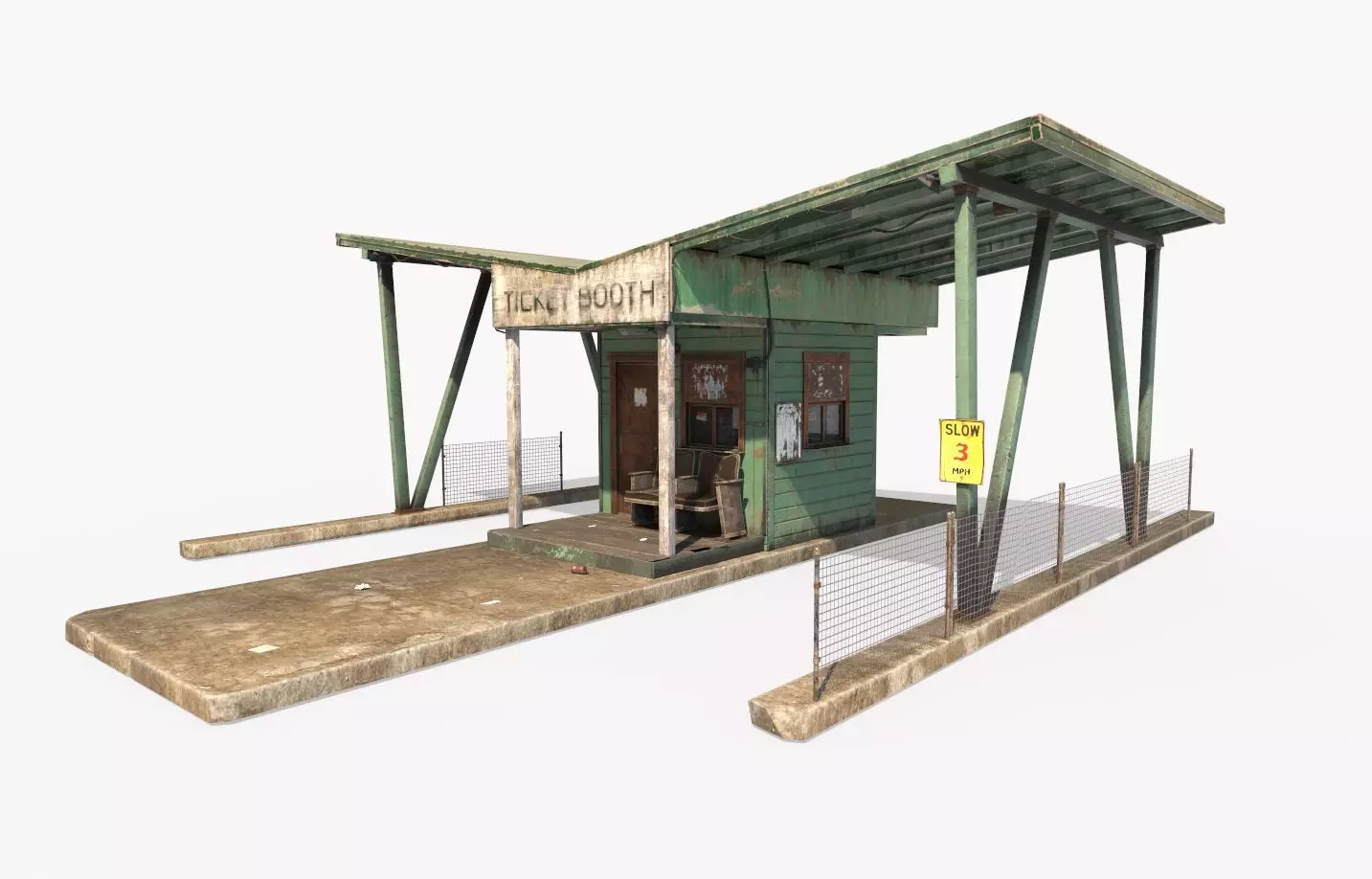 Old Park Entrance And Ticket Booth 3D model