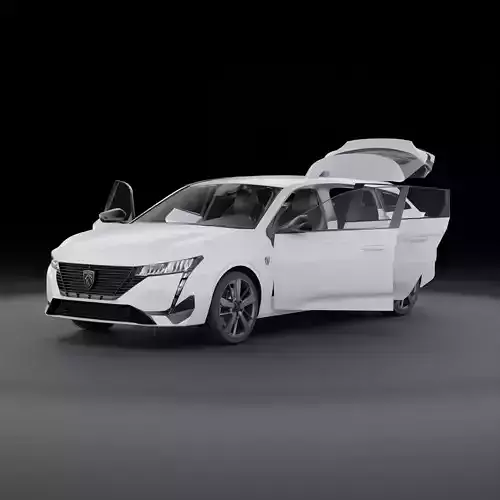 2022 Peugeot 308 SW- Opening doors and trunk Low-poly 3D model 3D model