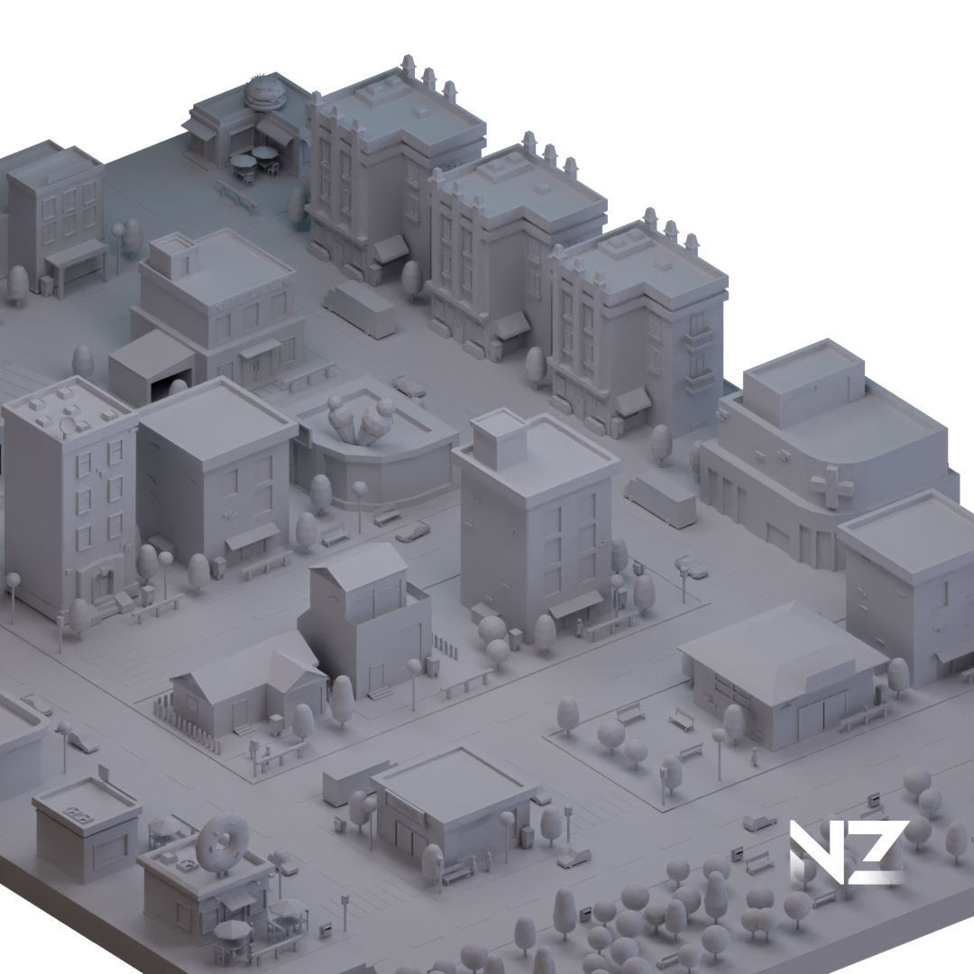 Low Poly Stylized City Pack Low-poly 3D model_5
