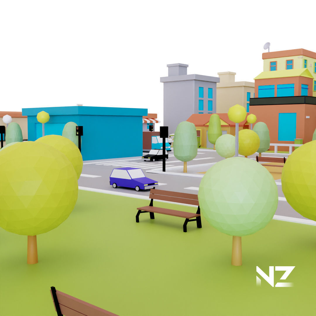 Low Poly Stylized City Pack Low-poly 3D model_3