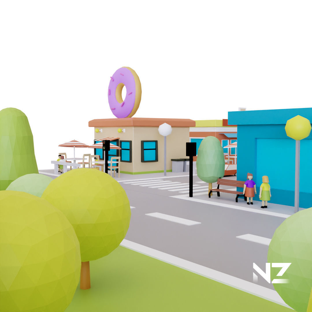 Low Poly Stylized City Pack Low-poly 3D model_4