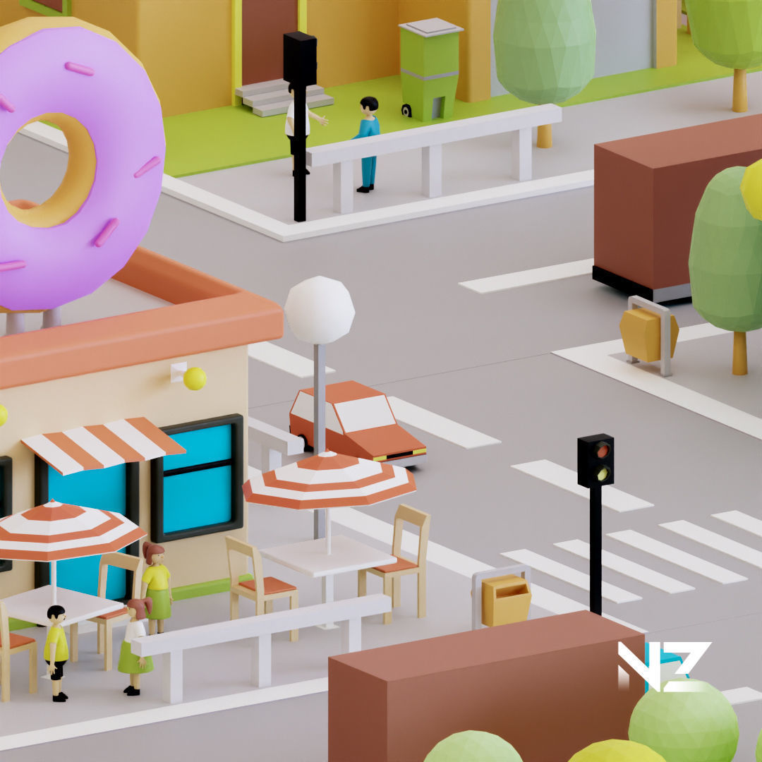 Low Poly Stylized City Pack Low-poly 3D model_1