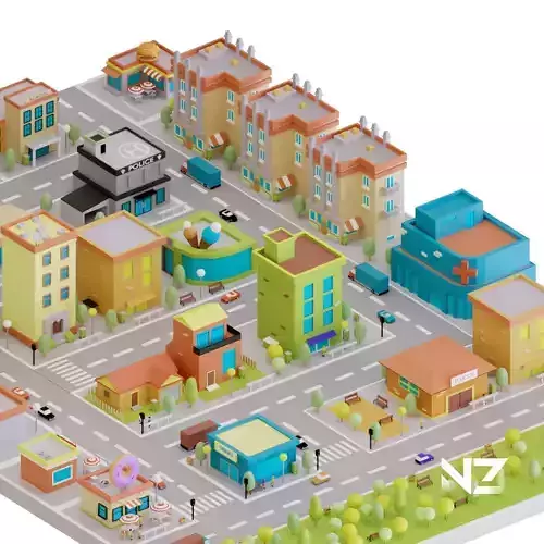 Low Poly Stylized City Pack Low-poly 3D model